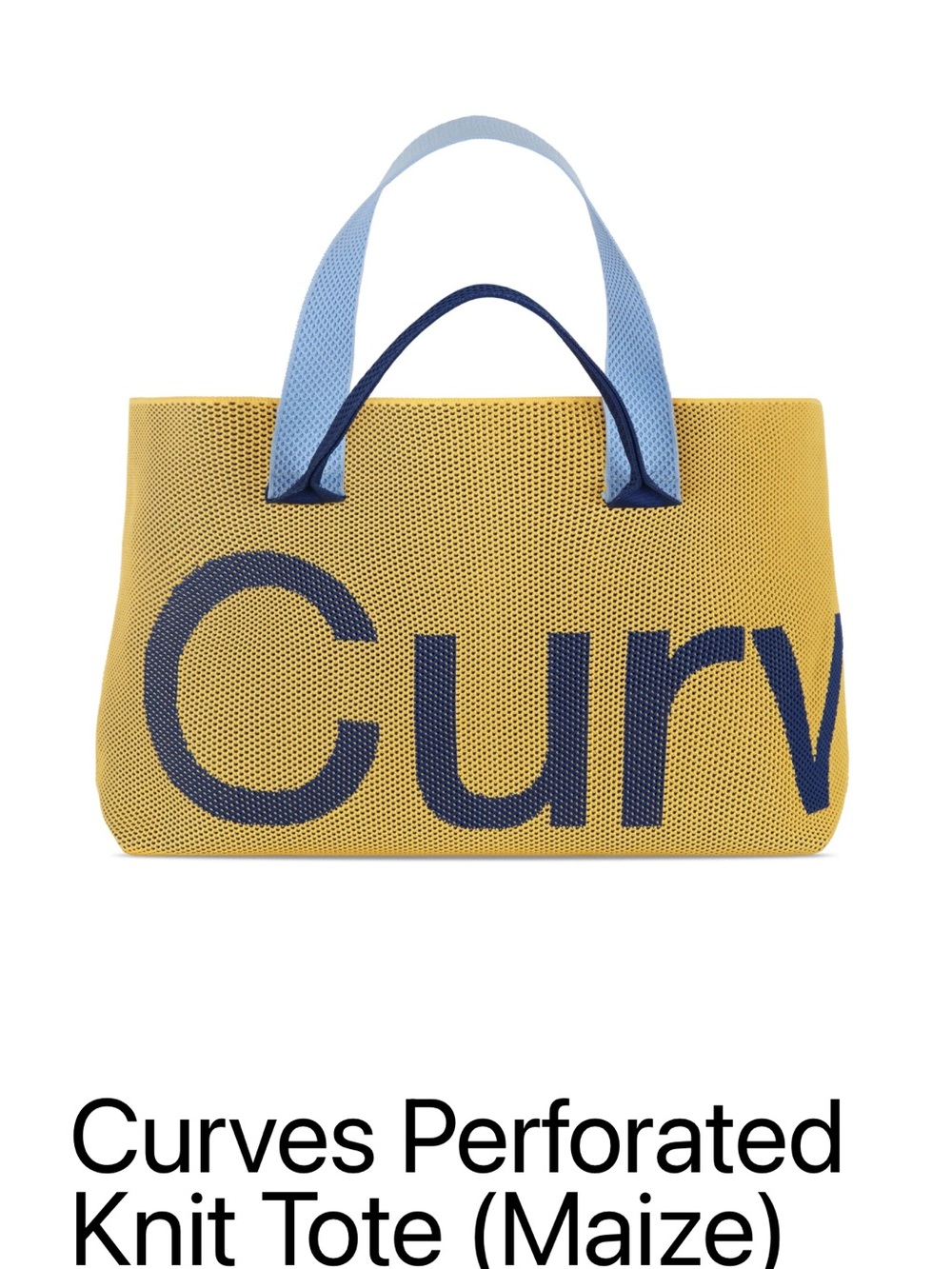 Perforated Knit Tote in Maize and Blue
